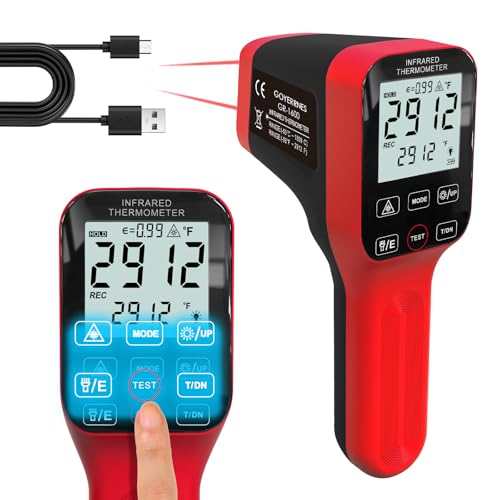 Pyrometer, 30:1 Industrial Infrared Thermometer Gun Rechargeable, -58℉~2912℉ High Temp Waterproof Digital IR Laser Temperature Gauge (NOT for Human) - color: Orange