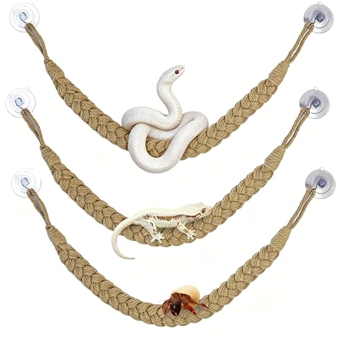 kathson Snake Climbing Toys, Corn Snake Enrichment Toys Rope Ladder, Hermit Crab Climbing Toy Reptile Tank Terrarium Accessories for Geckos Lizards Ball Python (3pcs Beige) - color: 3pcs Beige