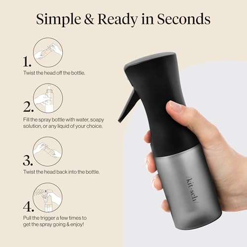 Kitsch Continuous Spray Bottle for Hair – Fine Mist Water Mister & Water Spray Bottle – Recycled Hair Spray Bottle – Spray Bottles for Cleaning, Styling, Plants & More – Black, 150ml - color: Black