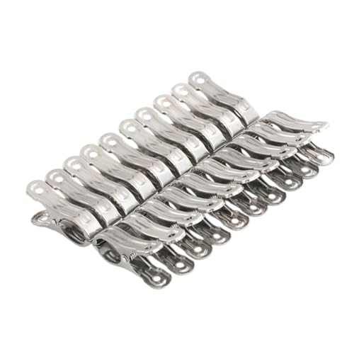 20PCS Garden Clips, 2 inch Stainless Steel RustProof Greenhouse Clamps with Strong Grip, Windproof Durable Gardening Clip Supplies for Netting Tarp Shade Cloth Plant Cover Garden Hoops, Silver
