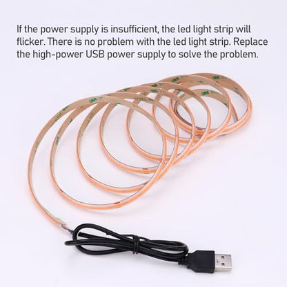DC 5V USB COB Violets LED Strip Light USB Powered Dimmable IP65 Waterproof 6.6ft/2M 640LEDs with Dimmer High Brightness Flexible LED Tape Lights - color: Violets