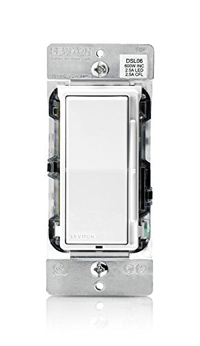 Leviton Decora Slide Dimmer Switch for Dimmable LED, Halogen and Incandescent Bulbs, DSL06-1LZ, White with Ivory and Light Almond Faceplates - size: 1 Pack