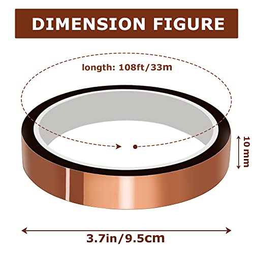 High Temperature Tape Heat Tape Heat Resistant Tape Heat Transfer Tape Heat Tape for Sublimation No Residue 10mm X 33m 108ft (Yellow-4 Roll) - color: Yellow-4 Roll