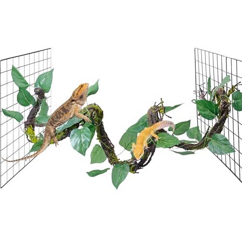 VCEPJH Medium Reptile Vines Thick Terrarium Plants 118 Inches Long Flexible Climbing Branch Lizard Tank Accessories Greenery Habitat Decor for Bearded Dragon Chameleon Gecko Frog Snake (M) - color: Brown Reptile Vines (Lengh:70" Dia: 1.2 In)