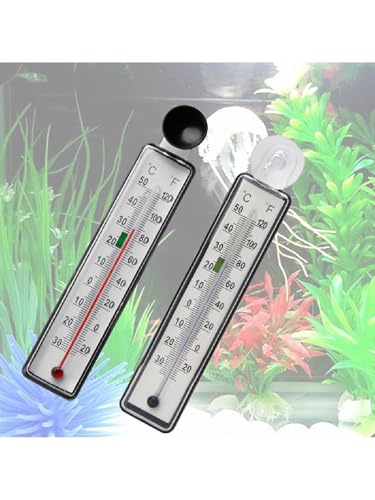 Fish Tank Thermometer, Submersible Digital, Dual Scale, Easy Read, Waterproof, Floating, with Suction Cup, for Reptile Terrarium Turtle Tank
