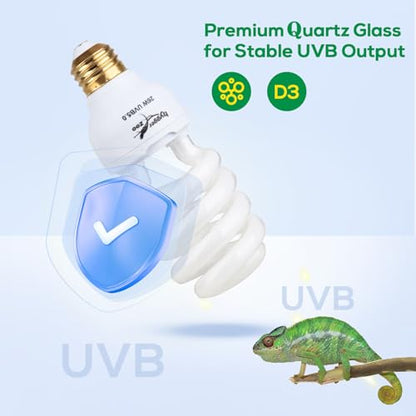 UVB Bulb for Reptiles, 5.0 26W UVB Light for Reptiles, Hygger zoo UVA UVB Reptile Light Bulb Reptile UVB Bulb UVB Light for Hermit Crab Snake Chameleon Reptile Lamp Terrarium Lamp for Tropical Reptile - size: 5.0-26W