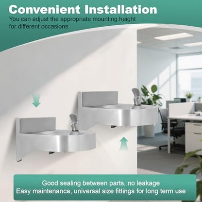 Water Drinking Fountain Wall Mounted for Schools, Gyms, Parks & More | Compact & Space-Saving Design,One-Click Water Output, Stainless Steel Commercial Hydration Station for Indoor & Outdoor