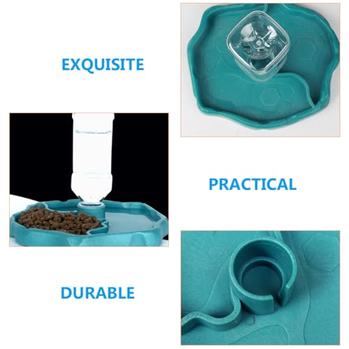 Alasum Automatic Reptile Water Dispenser and Feed Bowl Set, Lake Blue Turtle and Lizard Water Dish with Built-in Reservoir for Terrarium Use