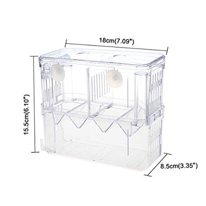 Senzeal Aquarium Fish Breeder Box Plastic Fish Isolation Breeding Box Hatching Incubator for Baby Shrimp Clownfish Guppy - size: Large