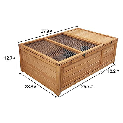 Ogrmar 38" x 13" x 24" Wooden Tortoise House Large Tortoise Habitat Enclosure Cage with Removable Bottom for Indoor & Outdoor Small Animals and Reptile
