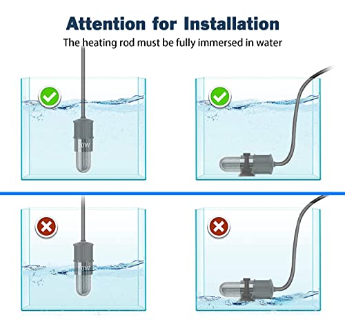 YOFOTHS Adjustable Mini Aquarium Heater 0.5/1/2/3 Gallon Submersible Small Fish Tank Heater 10W/20W/30W Digital Display Thermostat External Temperature Controller(30W) - size: 30W