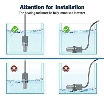 YOFOTHS Adjustable Mini Aquarium Heater 0.5/1/2/3 Gallon Submersible Small Fish Tank Heater 10W/20W/30W Digital Display Thermostat External Temperature Controller(20W) - size: 20W