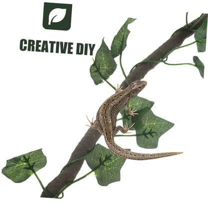Sosoport 1m Jungle Vines for Reptiles Flexible Artificial Decor with Suckers Leaf for Lizard Frogs Snakes Creative DIY Habitat Ornament for Terrarium and Aquarium Use