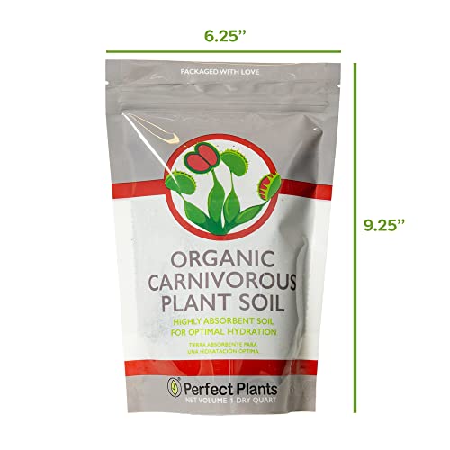 Perfect Plants Carnivorous Plant Soil | Organic Premium Mix | Use with Venus Fly Traps, Pitcher Plants, or Other Carnivorous Plants (1 qt.) - size: 1 qt.
