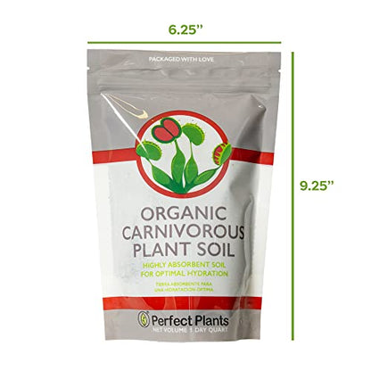 Perfect Plants Carnivorous Plant Soil | Organic Premium Mix | Use with Venus Fly Traps, Pitcher Plants, or Other Carnivorous Plants (1 qt.) - size: 1 qt.
