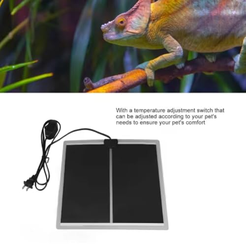 Reptile Pet Heat Mats, 7/14/20W 110V Adjustable Temperature, Rapid Heating Pad for Home Office Insect Box Under Tank Terrarium Turtle Tortoise Snakes Lizard (Black-7W-US Plug-110V(15X28CM)-1Pcs) - color: Black-7W-US Plug-110V(15X28CM)-1Pcs