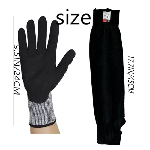 Cut Resistant Nitrile Gloves and Sleeves with EN388 Level 5 Protection - color: Black+grey