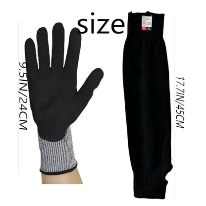 Cut Resistant Nitrile Gloves and Sleeves with EN388 Level 5 Protection - color: Black+grey
