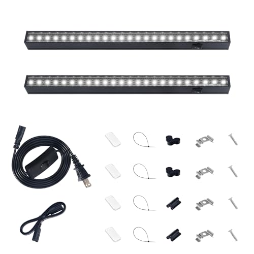 Barrina T5 Plant Lights for Indoor Growing, 1FT 10W (2 X 5W) Led Grow Light with Magnetic Design, Full Spectrum Grow Light Strip with Black Cover, Plug and Play, 5000K, 2 Packs - color: White, size: 1FT-Black Cover-2P
