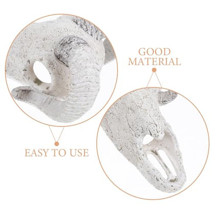 POPETPOP Reptile Skull Hideout Cave Resin Bull Skull Aquarium Decoration Large Fish Tank Habitat Hideout Terrarium Ornament for Snake Lizard Pets