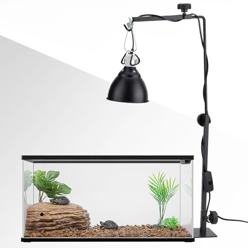 Hamiledyi Adjustable Reptile Lamp Stand 15"-25" Metal Bracket - Heavy-Duty Heat/UVB Light Holder for Reptile Terrariums, Turtle Tanks & Amphibian Habitats