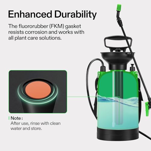 VIVOSUN 1.35-Gallon Pump Sprayer, Pressurized Lawn & Garden Sprayer with Adjustable Shoulder Strap, for Plants Spraying, Garden Watering and Household Cleaning - color: Green, size: 1.35 Gallons