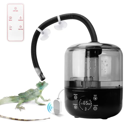 3L Reptile Fogger - Reptile Humidifier Fogger with Humidity Control Sensor, Timer & 3 Adjustable Mist Levels, Touch & Remote Control, Reptile Mister for Reptiles Amphibians Snake Herps