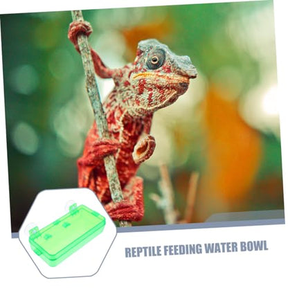 Toddmomy Secure Reptile Water Basin Insect Feeder for Bearded Dragon Gecko Snake Easy to Install Suction Cup Bowl - color: Light Green, size: 9.00X6.00X3.50CM