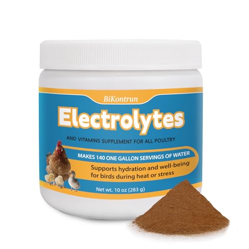 Chicken Electrolytes for Water, Electrolyte & Vitamin Supplement for Poultry, Chicks, Ducks, Turkeys, Support Hydration, Stress Recovery, Immunity, Backyard Chicken Essential, 10oz Makes 140 Gallons