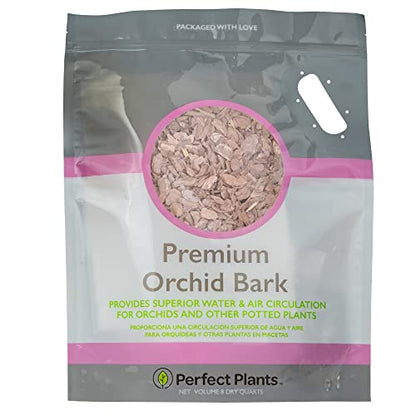 Perfect Plants Premium Orchid Bark 8qt. | Mulch Mix for Epiphytic Plants | Base for Orchid Potting Soil Substrate - size: 8qts.