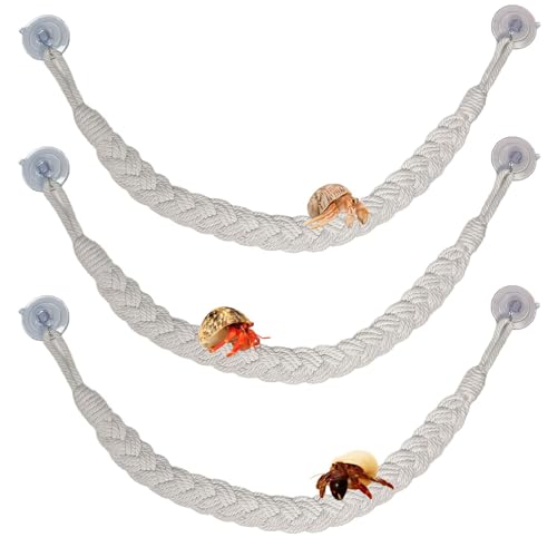 kathson Snake Climbing Toys, Corn Snake Enrichment Toys Rope Ladder, Hermit Crab Climbing Toy Reptile Tank Terrarium Accessories for Geckos Lizards Ball Python (3pcs White) - color: 3pcs White