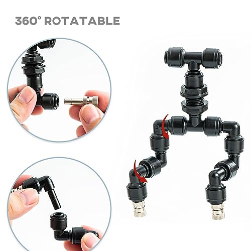 VEXPLO Reptile Terrarium Misting Nozzle 360 Degree Adjustable Reptile Fogger Mist Sprinkler, Dual-Head Black Misting Spray Nozzles for Aquarium Rainforest - size: Dual Head