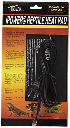 iPower 6 by 8-Inch 8 Watt Reptile Heat Pad Under Tank Terrarium Warmer Heat Mat for Small Animals - color: Black-1 Pack, size: 6" X 8", style: Heat Pad - New