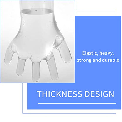 Anxingo 50Pcs Disposable Plastic Veterinary Insemination Rectal Long Arm Gloves for Field Dressing Gutting 35 inch Length - color: Transparent