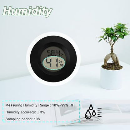 Mini Hygrometer Thermometer Digital Humidity Meter Indoor/Outdoor Humidity Monitor Reptile Thermometer for Greenhouse Garden Cellar Fahrenheit(℉)/ Celsius(℃) 2 Pack