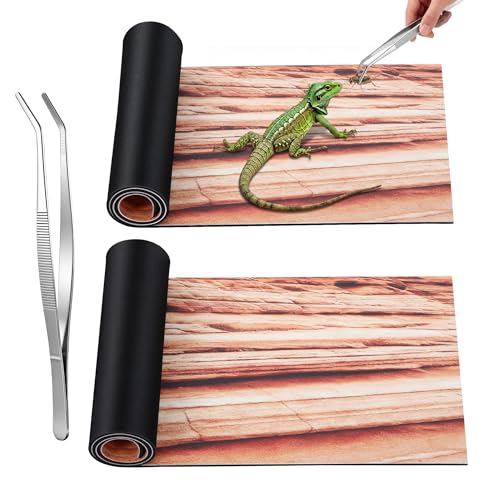 Saillong Reptile Carpet 2Pcs 20 Gallon, 36*12in Reptile Mat for Bearded Dragon Tank Accessories, Terrarium Liner Bedding Mat for Lizard, Gecko, Snake, Chameleons, Tortoise with Tweezers Feeding Tong - size: 30 x 12 Inch