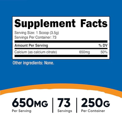 Nutricost Calcium Citrate Powder (250 Grams) Unflavored - size: 8.82 Ounce (Pack of 1)