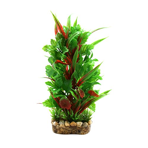 uxcell® Plastic Terrarium Plant Landscape Decor Habitat Decoration for Reptiles and Amphibians - color: Red Green
