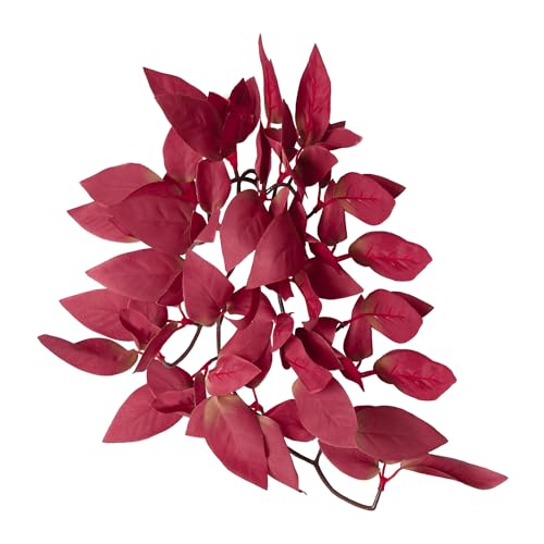 Aquarium Artificial Plant Reptiles Plants with Suction Cup for Terrarium Fish Tank Landscape Decoration Hanging Silk Red Leaves Plants - color: Apple Leaves, size: 12INCH