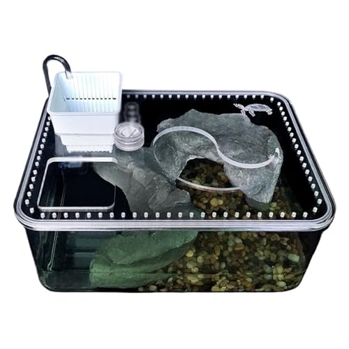 Reptile Tank Turtle breeding Tank Water and Land with Sun Drying Platform Small Desktop Easy Assembly