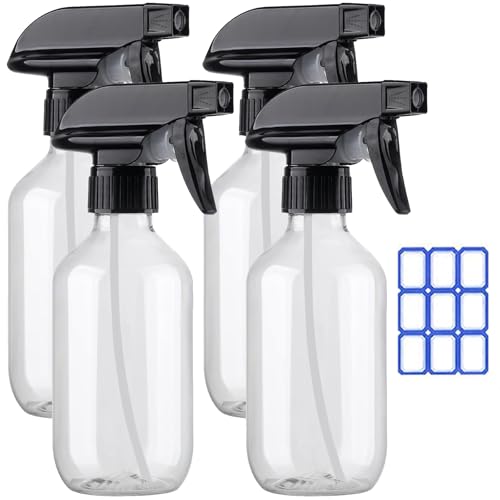 4Pack Plastic Spray Bottles for Cleaning - 10oz/300ml - Mist Stream - No Clog No Leak, Easy to Grip with Adjustable Nozzle - BPA Free - size: 10oz,4Pack