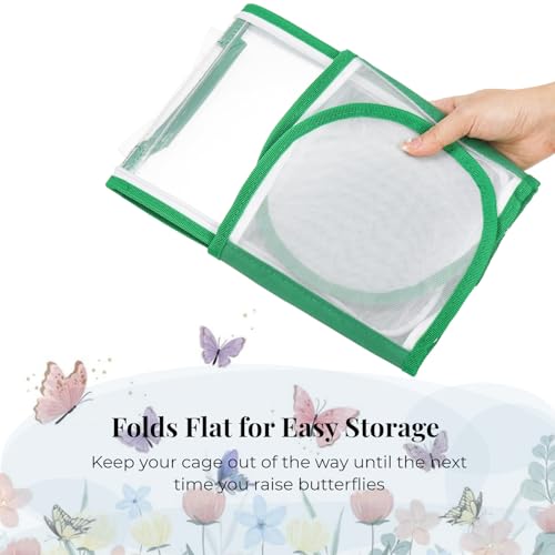 ZOOFOX 2 Pack Monarch Butterfly Habitat, 8" Small Collapsible Insect Mesh Cage Terrarium Pop-up