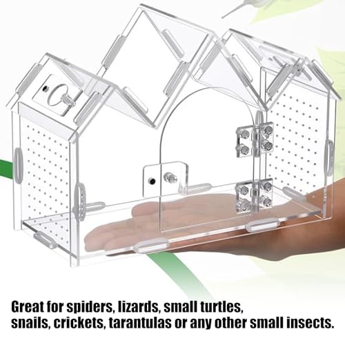 360 Degree Clear Views Reptiles Terrarium Box Ventilated Design Tanks House for Quick Maintenances and Plant Display Use Reptiles Habitat House