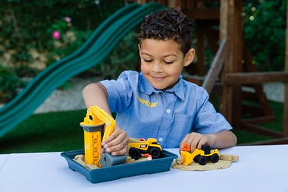 CAT Dig N’ Build Dirt Playset – 12 oz Moldable Dirt Compound, Working Crane, 2 Little Machines Vehicles, Construction Molds & Easy-Cleanup Tray, Sensory STEM Toy for Kids Ages 3 + - style: Dirt