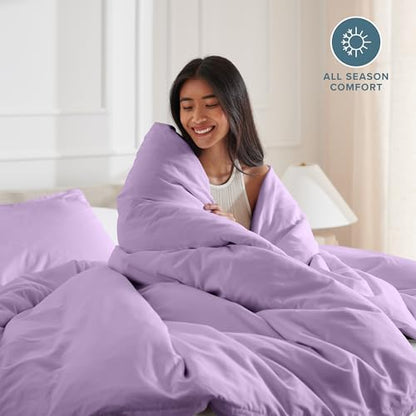 Bare Home Bedding Duvet Cover Extra Long Size - Premium 1800 Super Soft - Lightweight, Cooling Duvet Cover - Soft Breathable Bedding (Twin/Twin XL, Lavender) - color: 25 - Lavender (No Comforter), size: Twin/Twin XL