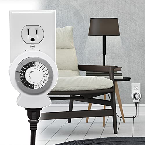 Clear Power 2-Pack Indoor Timer, 1 Polarized Outlet, 24 Hour Plug-in Mechanical Timer, Daily Cycle, Ideal for Lamps, Holiday Decor, Grow Lights, Aquarium, White, DCIT-00012P-DC - style: Mechanical Timer - Polarized Outlet