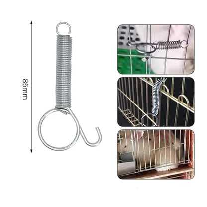 24 PCS Multipurpose Spring Animal Cage Latches Lock Rabbit Door Tension with Hook(85mm) - color: 85mm