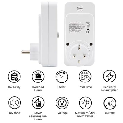 Diymore Watt Meter,Plug-in Socket Power Tester,120V Wide Range,Auto Cost Calculator,Overload Protection,Kilowatt Wattage Voltage AMP Tester,Appliance Power Usage Meter 7 Modes Display