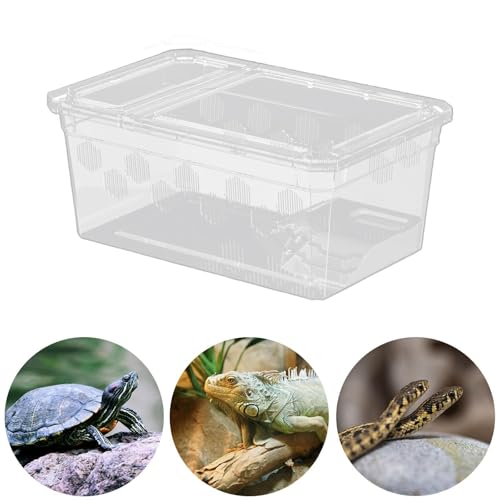 Reptile Feeding Box, Clear Terrarium, Snake Habitat Cage, Pet Breeding Box, Mini, with Terrace