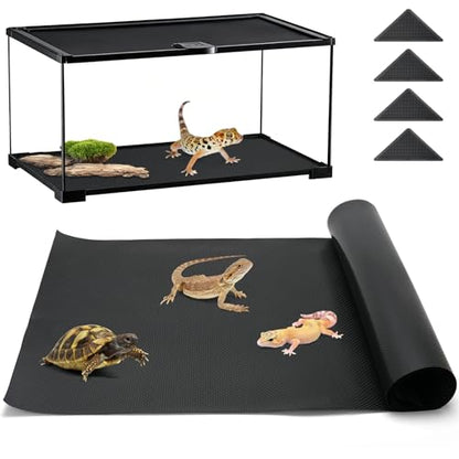 24"x60" Bearded Dragon Tank Accessories Reptile Mat 40 Gallon, Non-Slip Reptile Tank Liner with 4 Carpet Corners, Reusable Bearded Dragon Tank Flooring for Bearded Dragon, Leopard Gecko,Lizard